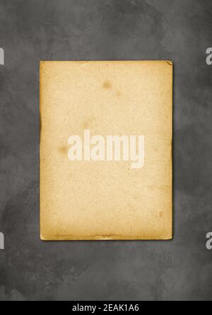 Old parchment paper texture isolated on concrete background Stock Photo