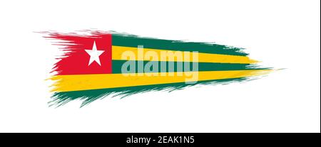 Flag of Togo in grunge brush stroke, vector grunge illustration. Stock Vector