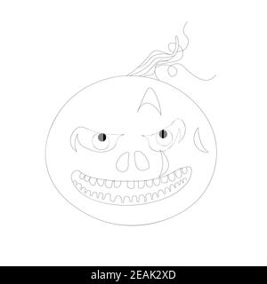 Halloween coloring book. Funny pumpkin on a white background. Children's coloring. Stock Photo