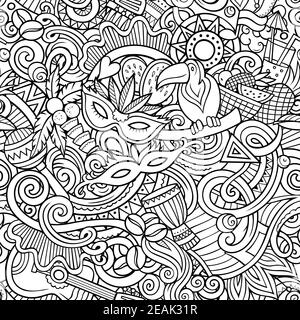 Cartoon doodles Brazil seamless pattern. Stock Vector