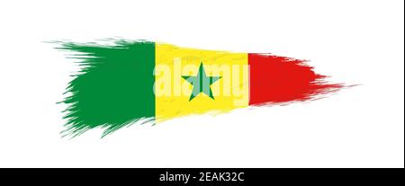 Flag of Senegal in grunge brush stroke, vector grunge illustration. Stock Vector