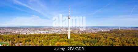 Stuttgart tv tower skyline aerial photo view town architecture panorama Stock Photo