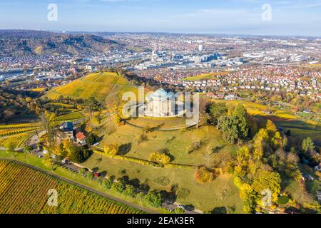 Stuttgart Grabkapelle grave chapel WÃ¼rttemberg Rotenberg vineyard aerial photo view travel in Germany Stock Photo