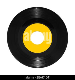 Vinyl 45rpm single record on white with clipping path Stock Photo