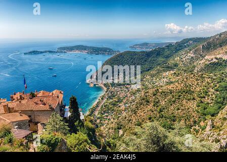 View over the coastline of the French Riviera, Eze, France Stock Photo