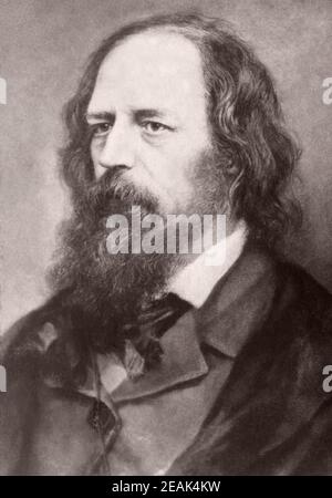 Alfred Tennyson, 1st Baron Tennyson (1809-1892) was an English poet, the most vivid representative of the sentimental conservative worldview of the Vi Stock Photo