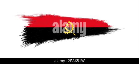 Flag of Angola in grunge brush stroke, vector grunge illustration. Stock Vector