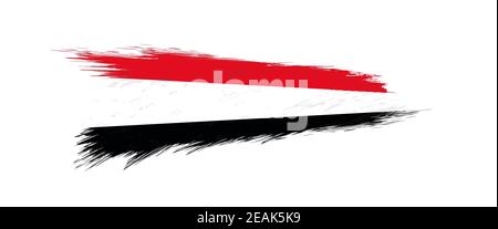 Flag of Yemen in grunge brush stroke, vector grunge illustration. Stock Vector