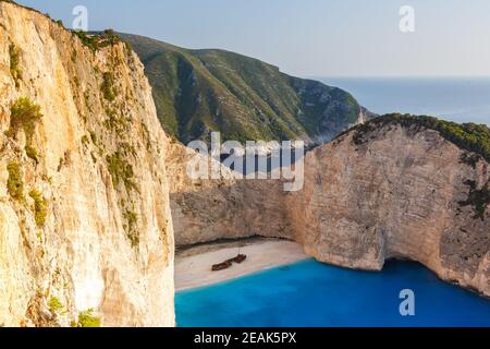 Zakynthos island Greece shipwreck Navagio beach travel vacation Stock Photo