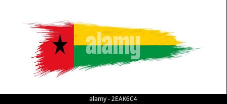 Flag of Guinea-Bissau in grunge brush stroke, vector grunge illustration. Stock Vector