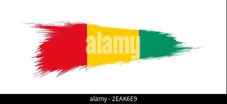 Flag of Guinea in grunge brush stroke, vector grunge illustration. Stock Vector