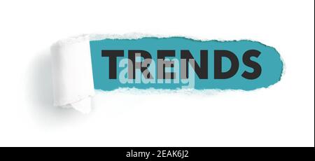 Hole in white paper with torns edges - Trends Stock Photo