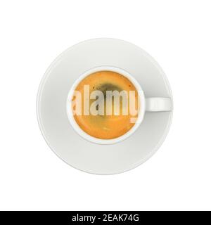White cup of espresso coffee on saucer isolated Stock Photo