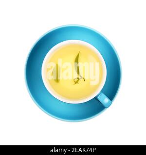 Cup of green oolong tea isolated on white Stock Photo