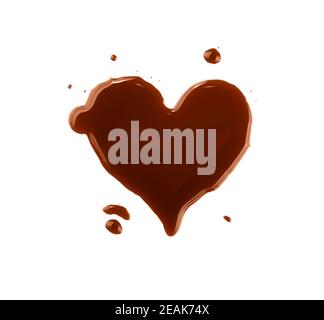 Heart shaped wet coffee stain over white Stock Photo