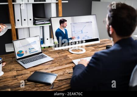 Virtual Online Coaching Meeting Stock Photo