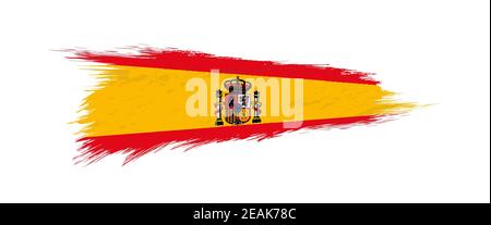 Flag of Spain in grunge brush stroke, vector grunge illustration. Stock Vector