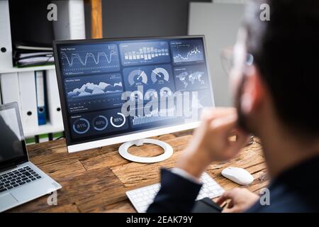 KPI Business Analytics Data Dashboard. Analyst Stock Photo