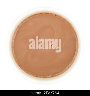 Cocoa hot chocolate cup top isolated on white Stock Photo