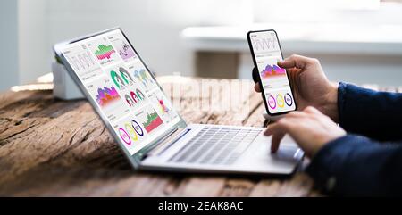 KPI Business Analytics Data Dashboard. Analyst Stock Photo