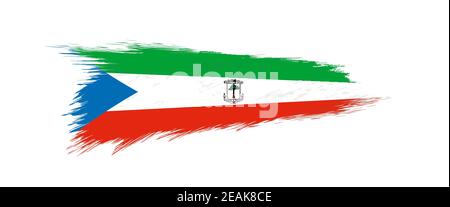 Flag of Equatorial Guinea in grunge brush stroke, vector grunge illustration. Stock Vector