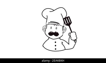Vector Isolated Illustration of a Chef. Black and White Chef, Kitchen or Restaurant Icon Stock Vector