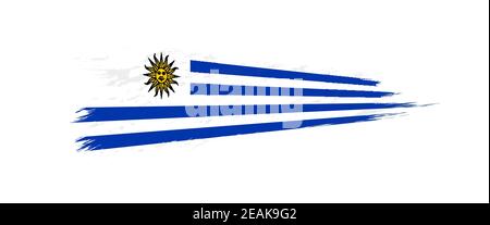 Flag of Uruguay in grunge brush stroke, vector grunge illustration. Stock Vector
