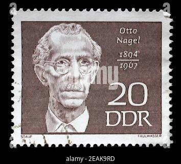 Stamp printed in GDR shows Otto Nagel (1894-1967), painter, circa 1970 Stock Photo