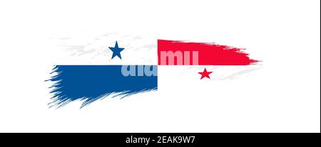 Flag of Panama in grunge brush stroke, vector grunge illustration. Stock Vector