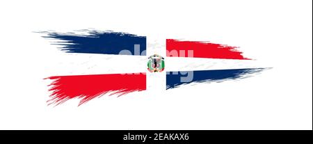 Flag of Dominican Republic in grunge brush stroke, vector grunge illustration. Stock Vector