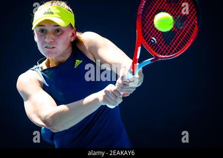 Kazakh Elena Rybakina pictured in action at a tennis match between French Ferro and Kazakhstan Rybakina, in the secound round of the women's singles c Stock Photo