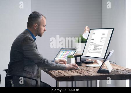 Electronic Invoice Online Calculator Stock Photo