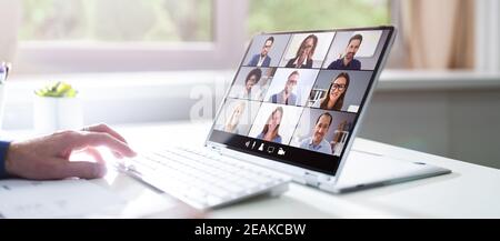 Video Conferencing Webinar Training Business Call Stock Photo