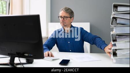 Digital Invoice Tax Software. Paper Document Stock Photo