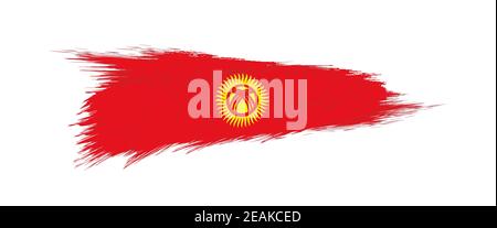 Flag of Kyrgyzstan in grunge brush stroke, vector grunge illustration. Stock Vector