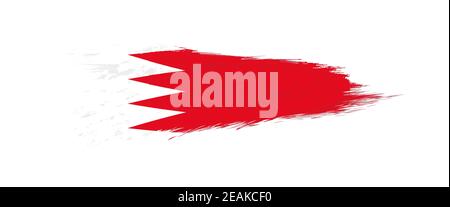 Flag of Bahrain in grunge brush stroke, vector grunge illustration. Stock Vector