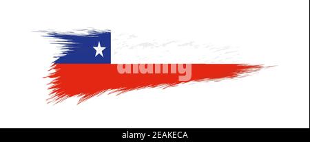 Flag of Chile in grunge brush stroke, vector grunge illustration. Stock Vector