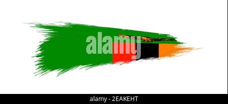 Flag of Zambia in grunge brush stroke, vector grunge illustration. Stock Vector