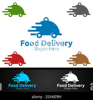 Fast Food Delivery Service Logo for Restaurant, Cafe or Online Catering Delivery Stock Photo