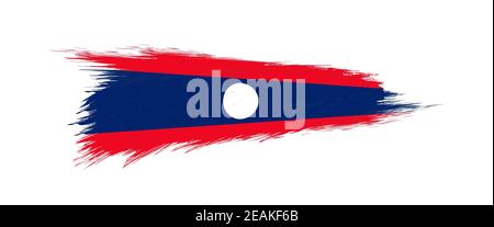 Flag of Laos in grunge brush stroke, vector grunge illustration. Stock Vector