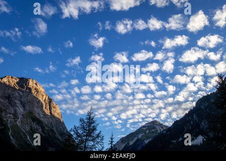 Altocumulus clouds on Vanoise national Park mountains, French alps Stock Photo