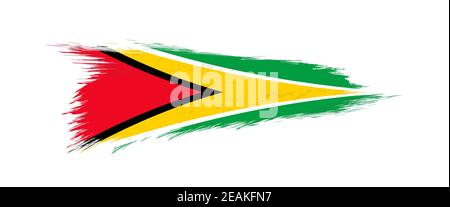 Flag of Guyana in grunge brush stroke, vector grunge illustration. Stock Vector
