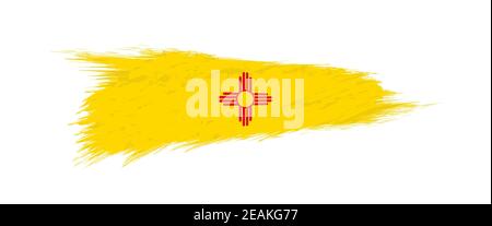 Flag of New Mexico US State in grunge brush stroke, vector grunge illustration. Stock Vector