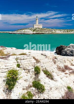 Lighthouse in Vieste, Apulia region, Italy Stock Photo