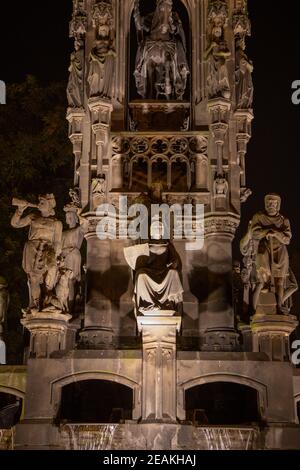 PRAGUE, CZECH REPUBLIC - Oct 07, 2013: Kranner's fountain in neo-gothic style in Prague, Czech Republic Stock Photo