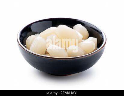 Japanese Rakkyo placed on a white background Stock Photo