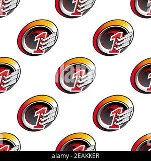 Racing sports seamless pattern with speedometers and tailpipes Stock Vector