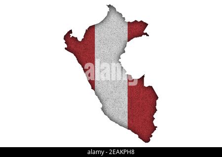 Map and flag of Peru on felt Stock Photo