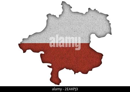 Map and flag of Upper Austria on felt Stock Photo