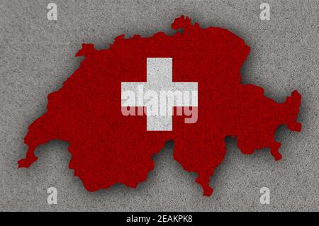 Map and flag of Switzerland on felt Stock Photo